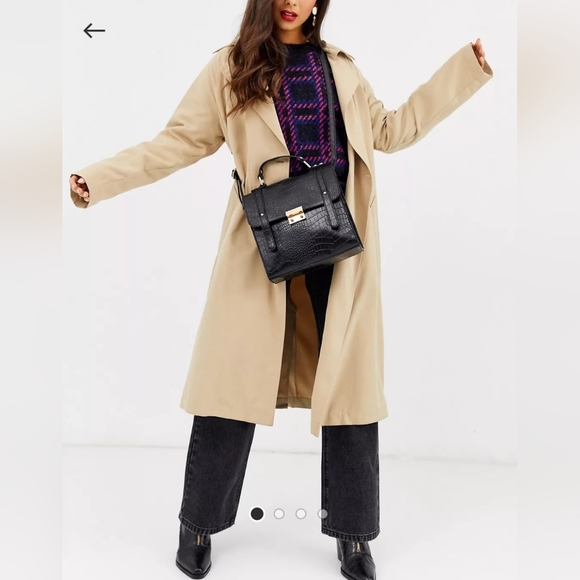 ASOS DESIGN push lock satchel in croc - Picture 1 of 4